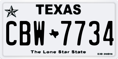 TX license plate CBW7734