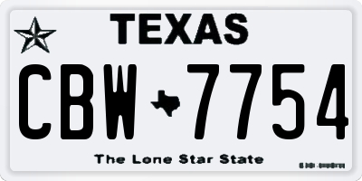 TX license plate CBW7754