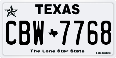 TX license plate CBW7768
