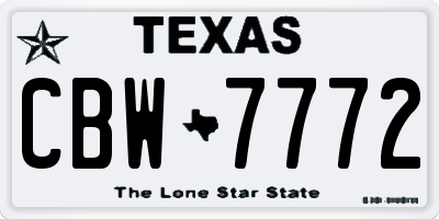 TX license plate CBW7772