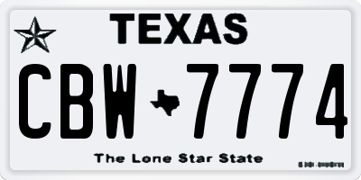 TX license plate CBW7774