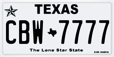 TX license plate CBW7777