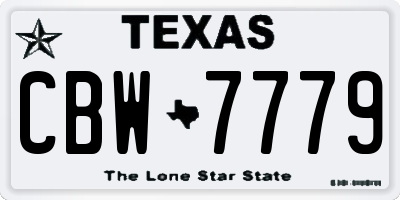 TX license plate CBW7779