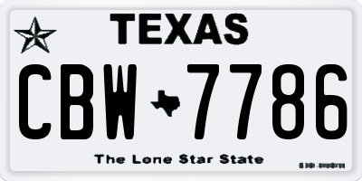 TX license plate CBW7786