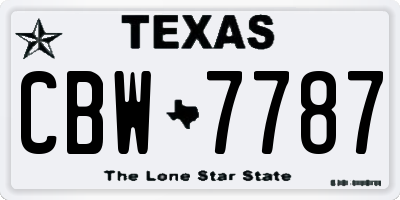 TX license plate CBW7787