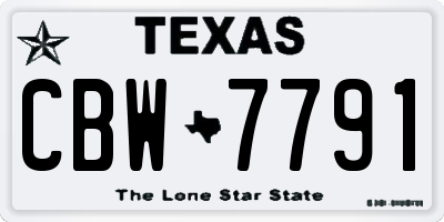 TX license plate CBW7791