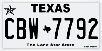 TX license plate CBW7792