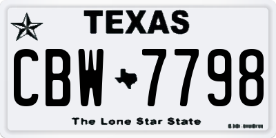 TX license plate CBW7798