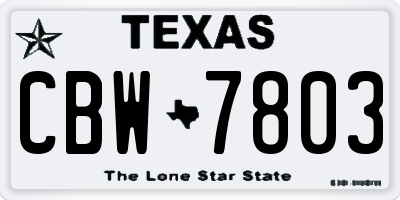 TX license plate CBW7803