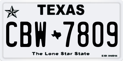 TX license plate CBW7809