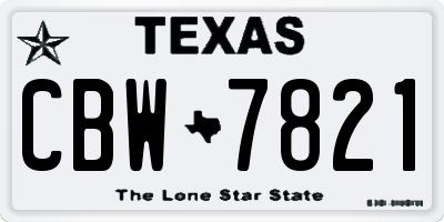 TX license plate CBW7821