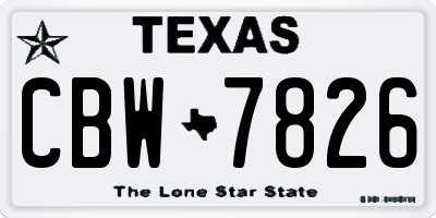 TX license plate CBW7826