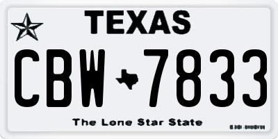 TX license plate CBW7833