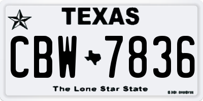 TX license plate CBW7836