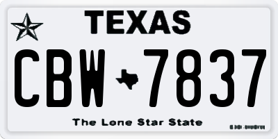 TX license plate CBW7837