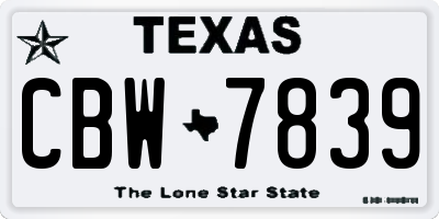 TX license plate CBW7839