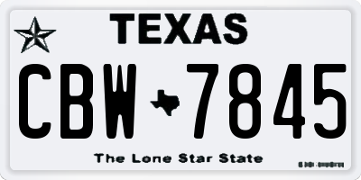 TX license plate CBW7845