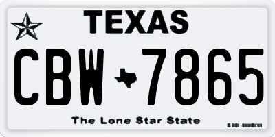 TX license plate CBW7865