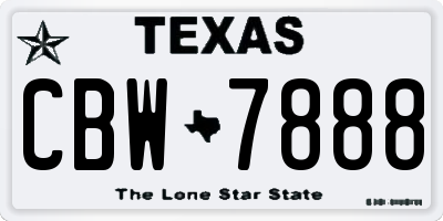 TX license plate CBW7888