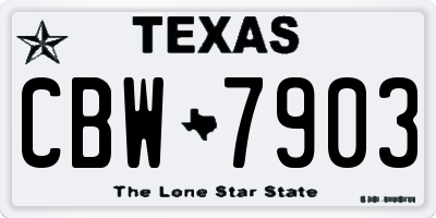 TX license plate CBW7903