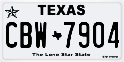 TX license plate CBW7904