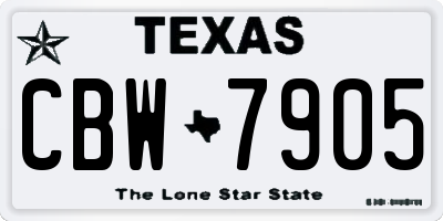 TX license plate CBW7905