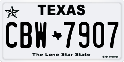 TX license plate CBW7907