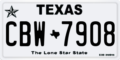 TX license plate CBW7908