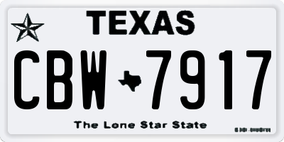 TX license plate CBW7917