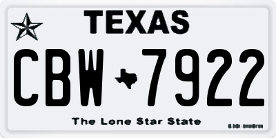 TX license plate CBW7922