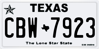 TX license plate CBW7923