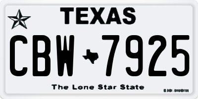 TX license plate CBW7925