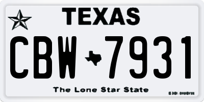 TX license plate CBW7931