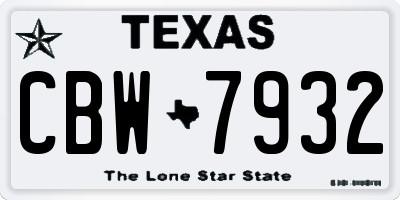 TX license plate CBW7932