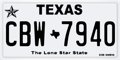 TX license plate CBW7940