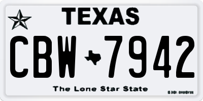 TX license plate CBW7942