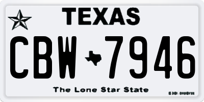 TX license plate CBW7946