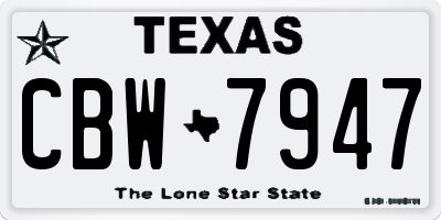 TX license plate CBW7947