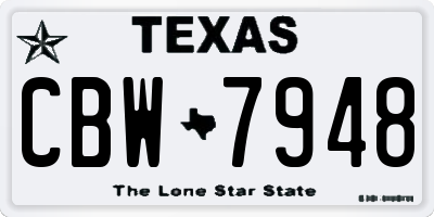 TX license plate CBW7948
