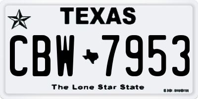 TX license plate CBW7953