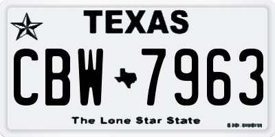 TX license plate CBW7963