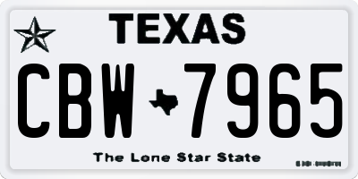 TX license plate CBW7965