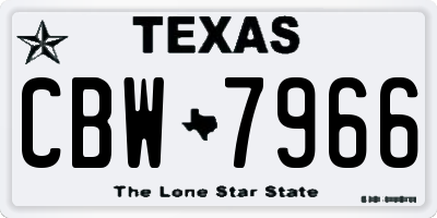 TX license plate CBW7966