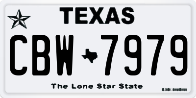 TX license plate CBW7979