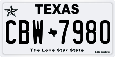 TX license plate CBW7980