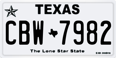 TX license plate CBW7982