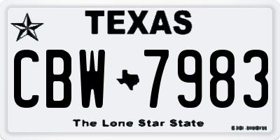 TX license plate CBW7983
