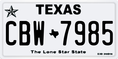TX license plate CBW7985