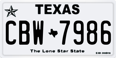 TX license plate CBW7986