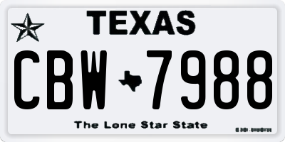 TX license plate CBW7988
